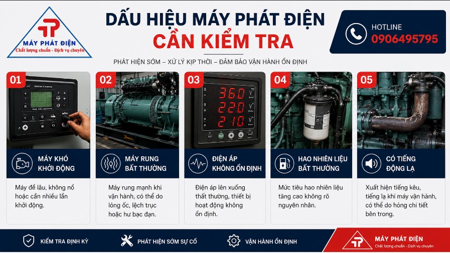 Dấu hiệu nhận biết máy phát điện cần kiểm tra
